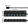 Miniatyrbild 2 av 5: USB 3.0 Hub, Multi 7 Portar USB Ström med Individuell Strömbrytare, Strömförsörjd USB 3.0 Hub, Flera USB-portar för PC, Laptop,