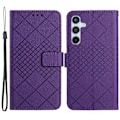 Pikkukuva 1 / 5: HT06 Samsung Galaxy S24+ -puhelimen nahkakotelo litsirakenteella ja lompakolla