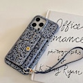Miniatyrbillede 2 af 5: Kortlommer til iPhone 16 Pro Max Etui Spejldesign Læder Bagcover med Rem