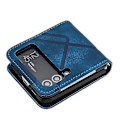 Miniatyrbillede 3 af 4: Til Samsung Galaxy Z Flip3 Linjemønster Hudfølelse Læder Telefon Cover