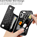 Miniatyrbillede 3 af 5: iPhone 15 Pro Wallet Etui med Kortholder Slids Stødsikkert Etui Flip Folio Blødt PU Læder Magnetisk Lukning Beskyttelses Etui Cover (Sort)