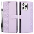 Miniatyrbillede 1 af 5: Til iPhone 15 Pro Etui Splejset Præget Rombe Stødsikkert Læder Telefoncover