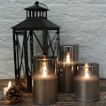 Miniatyrbild 5 av 5: 3 silvergrå glas flamlösa flimrande ljus med fjärrkontroll C
