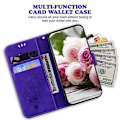 Miniatyrbillede 1 af 2: Kompatibel til iPhone 16 Pro Wallet Case PU Læder Telefon Cover Sommerfugl Blomster Prægning