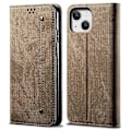 Miniatyrbillede 1 af 5: Stødsikkert telefoncover med pung og stativ i PU-læder med jeansstoftekstur til iPhone 15 Plus
