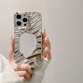 Pikkukuva 3 / 5: Aaltokuvioinen galvanointi TPU-kotelo akryylipeilillä iPhone 15 Pro Max -puhelimelle