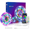Miniatyrbillede 1 af 5: LED Strip 10m, Flerfarvet Soveværelse LED Strip 5050 RGB LED Lys, Hovedbånd med Fjernbetjening, Bluetooth App til at Kontrollere Strippen i Synkronisering wi