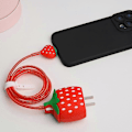 Miniatyrbillede 3 af 5: Opladerbeskyttelse Kompatibel Med iPhone 20W USB-C Strømadapter Oplader 3D Sødt Tegneseriedesign Opladerbeskyttelse Kabelbeskytter Ledningsbeskyttelsesetui F