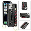 Miniatyrbillede 1 af 5: Håndledsrem Pung Læder Telefon Cover Til iPhone 14