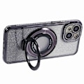 Pikkukuva 4 / 5: iPhone 14 Plus TPU -kotelo, liukuvärjätty, jalustalla ja strassikoristeella