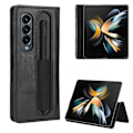 Miniatyrbillede 1 af 4: Til Samsung Galaxy Z Fold4 5G Magnetisk Spænde Retro Tekstur Læder Telefon Cover