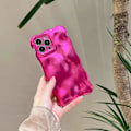 Miniatyrbild 3 av 5: Skal för iPhone 15, Cool Hot Pink Bubble Design 3D Meteoritmönster Vågigt Lockigt Ram Glitter Skal, Stötsäkert Mjukt TPU Skydd, för iPhone 15