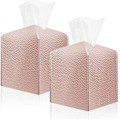 Miniatyrbilde 1 av 4: 2 stk. Tissue Box Cover, Firkantet Ansiktsvevholder i PU-Lær
