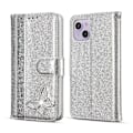 Miniatyrbillede 1 af 4: Glitter Pulver Sommerfugl Læder Telefon Cover Til iPhone 15 Plus