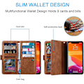 Miniatyrbillede 2 af 5: Wallet Case til Iphone Se 2022 5g/iphone 7/iphone 8/iphone Se 2020, 9 Kort Holder Slots Lynlås Lomme Håndtaske Etui Pu Læder Etui - Brun