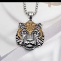 Miniatyrbilde 1 av 5: Titanium stål ny retro tigerhode anheng trendy tiger