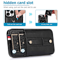 Miniatyrbillede 4 af 4: Læder telefoncover med håndledsrem, støttefod og pung til iPhone 14 Pro Max