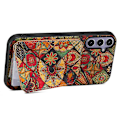 Miniatyrbillede 3 af 5: Etui til Samsung Galaxy S25+ med kortholder, støttefod, blomsterdesign, læder telefoncover - Efterår