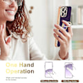 Miniatyrbilde 5 av 5: 360 graders roterende magnetisk bilmonterings telefondeksel med fingergrep for iPhone 14 Pro Max, lilla