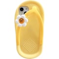 Miniatyrbild 1 av 5: Kawaii Mobilskal Passar iPhone 14, Sött Tecknat Gula Tofflor Mobilskal med Blomma Flip Flops Mobilskal 3D Skal