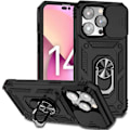 Miniatyrbild 1 av 5: Pansarfodral för iPhone med Ställ, Skjutbart Kameraskydd & Stöd Militärklassad Kraftigt Skydd med Magnetisk Hållare för iPhone12PRO MAX (Svart)