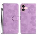 Læder Flip Wallet Etui med Kortlommer og Blomsterprint til iPhone 16