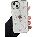 Miniatyrbillede 1 af 5: Etui til iPhone 15, Bling Glitter 3D Sløjfe Telefon Etui Sødt Glitrende Krystalklart Sløjfe Æstetisk Design Etui Slankt Blødt Holdbart TPU Transparent Beskyttelse