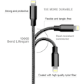 Pikkukuva 4 / 4: Erittäin vahva latauskaapeli iPhone musta 1 metri Svart 1 Meter