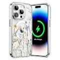 Miniatyrbild 1 av 2: 1 st Magnetisk iPhone 16 Pro Max Skal Kompatibelt med MagSafe, Tunt Transparent Blommig Dam Skal 6.9\", Livfull Vår