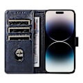 Miniatyrbild 2 av 5: För iPhone 14 Pro Fullständigt Skydd Mobilskal Fyrkantigt Läderfodral med Ställ och Plånbok