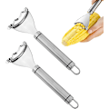 Miniatyrbillede 1 af 7: Majskolbe Skræller Værktøj, 2 stk. Majsskærer Rustfrit Stål Majsskræller Skraber Tærsker med Premium Ergonomisk Håndtag Majs Stripper