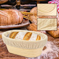 Miniatyrbillede 4 af 7: 21 cm/8 tommer Oval Lang Banneton Brøddej Hævekurv i Rattan med Foring til Professionelle & Hjemmebagere