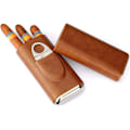 Miniatyrbillede 3 af 7: Højkvalitets Tre Finger Humidor Brun Læder Cedertræ Foret