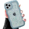 Pikkukuva 1 / 4: 1kpl iPhone 14 -puhelimen kuori 6,1\" Kihara aaltoileva reunamuotoilu Läpinäkyvä Bling Glitter Tähti Kiiltävä Kuori Söpö Kirkas Läpinäkyvä Täysi Suoja Pehmeä Iskunkestävä
