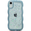 Pikkukuva 1 / 5: iPhone XR Kuori 6,1 tuuman Kihara Aalto Reuna Muotoilu Läpinäkyvä Bling Glitter Tähti Kiiltävä Kuori Söpö Kirkas Läpinäkyvä Täysi Suoja Pehmeä TPU Iskunkestävä Ph