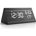 Miniatyrbild 1 av 8: Digital väckarklocka med LED-display och träsiffror