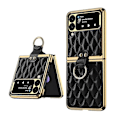 Miniatyrbild 1 av 4: För Samsung Galaxy Z Flip4 Diamantgitter Enkelt Läder Ring Telefonfodral