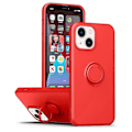 Pikkukuva 1 / 4: iPhone 14 Plus -puhelimen silikonikuori sormipidikkeellä ja jalustalla