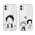Pikkukuva 1 / 5: 2 kappaleen kotelo Apple iPhone 12 Prolle, kotelo iPhone 12 6,1 tuumalle, iskunkestävä pehmeä TPU-silikonisuojakuori, Anime One Piece Luffy Ace -puskurikotelo