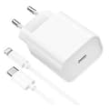 20w Hurtigoplader + Lightning USB-c Kabel til iPhone