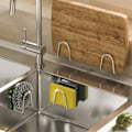Miniatyrbillede 3 af 5: 1 stk./5 stk. Afløbsrist Krog Punch Free U-formet Design Stærk Bærende Svampeholder Viskestykke Tørrestativ Køkken Gadgets 5 stk. Gylden