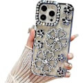 Miniatyrbillede 1 af 5: Sød Glitter Bling 3D Diamant Blomst med Luksus Rhinestone Blomster Kvinder Piger og Glitrende Skinnende Slankt Stødsikkert Cover til iPhone 15 Pro Max - Sky Blue
