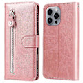 Miniatyrbillede 1 af 5: Til iPhone 16 Pro Max Etui Lynlåslomme Flip Stødsikkert Læder Telefon Cover - Pink