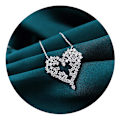 Miniatyrbillede 1 af 4: Mode Cubic Zircon Hjerte Sølvbelagt Halskæde Vedhæng