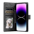 Miniatyrbild 2 av 5: För iPhone 14 Pro Skal Präglat Totem Hudkänsla Plånbok Läder Telefonskydd