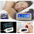 Miniatyrbillede 3 af 7: LED Digitalt Elektronisk Mini Bordur Kalender Temperatur Plastik Lysende Beskedtavle Vækkeur Hjem Soveværelse Tilbehør (Blå, A)