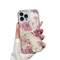 Pikkukuva 1 / 5: iPhone 15 Pro Max PC+TPU -puhelinkotelo, jossa on kimaltavaa jauhekoristelua ja pionikuvio