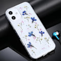 Miniatyrbillede 1 af 5: Til Iphone 12 Mini Gypsophila Blomster Mønster Tpu Beskyttelsesetui (blå)