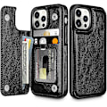 Miniatyrbillede 1 af 5: iPhone 15 Pro Wallet Etui med Kortholder Slids Stødsikkert Etui Flip Folio Blødt PU Læder Magnetisk Lukning Beskyttelses Etui Cover (Sort)