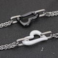 Miniatyrbillede 3 af 4: Mode Ferskenhjerte Zirconia Rustfrit Stål Armbånd black